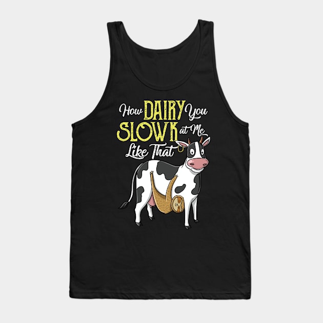 Cute Funny Dairy Cow Slow Sloth Pun Farmer Kids Gift Tank Top by Freid